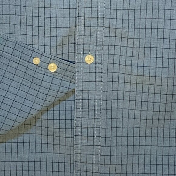 Ralph Lauren Chaps Button Down Size L Shirt Blue Check w Logo ~ Excellent - Picture 8 of 10